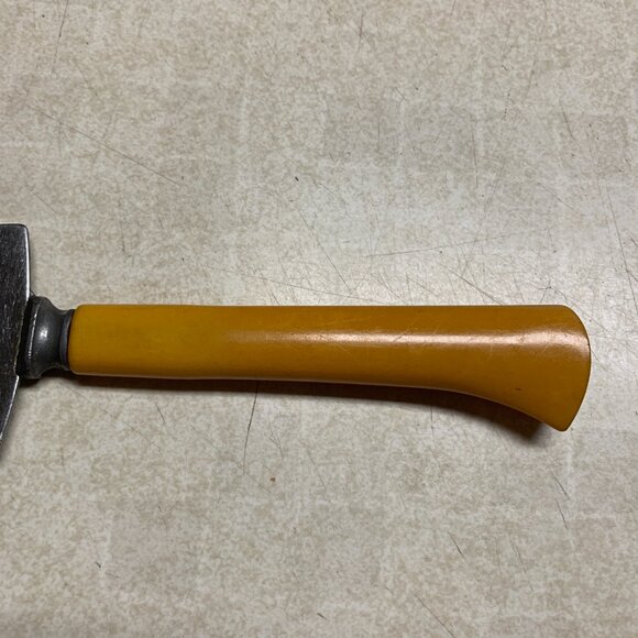 Vtg Stainless Steel Serrated Cake Pie Server Knife Butterscotch Bakelite Handle - Picture 3 of 6